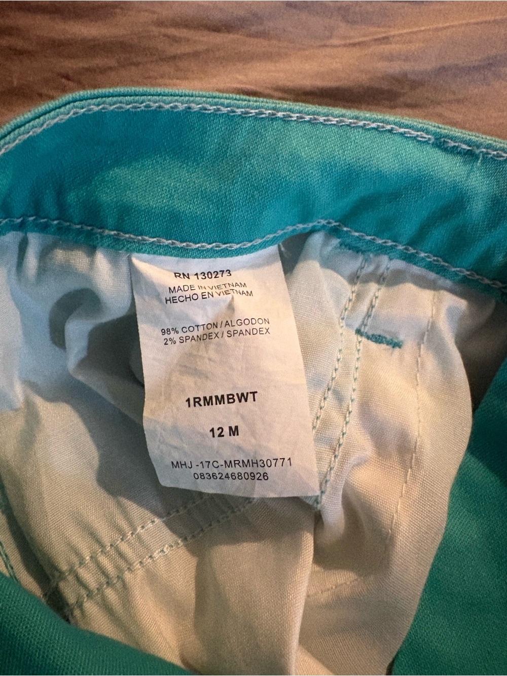 Turquoise Bermuda Shorts Size 12 Mid Rise Belted Riders by Lee - Picture 6 of 6
